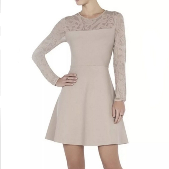 BCBGMAXAZRIA Womens Gracee Bandage Lace Mini Dress Size S Soychai Quiet Luxury - Picture 1 of 16